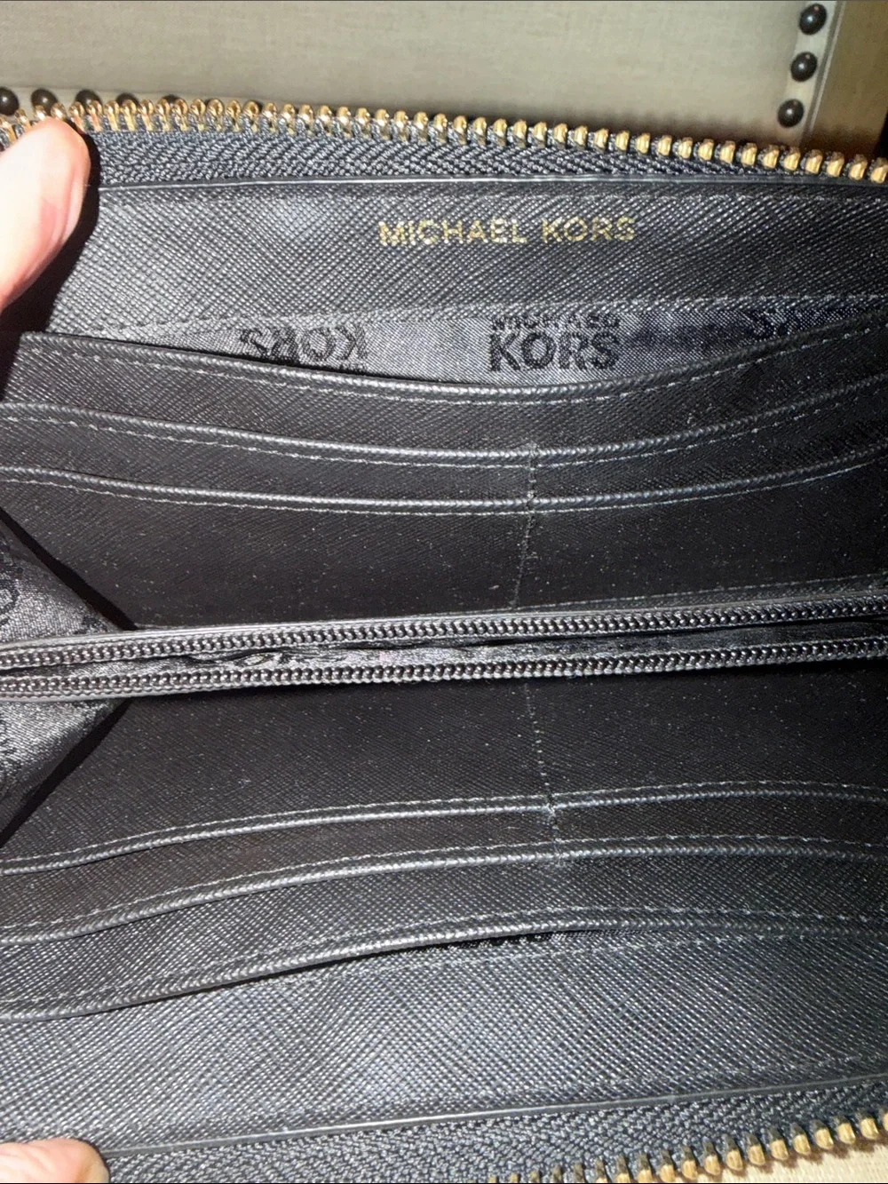 Michael Kors Black Pebbled Leather Zip-Around Wallet